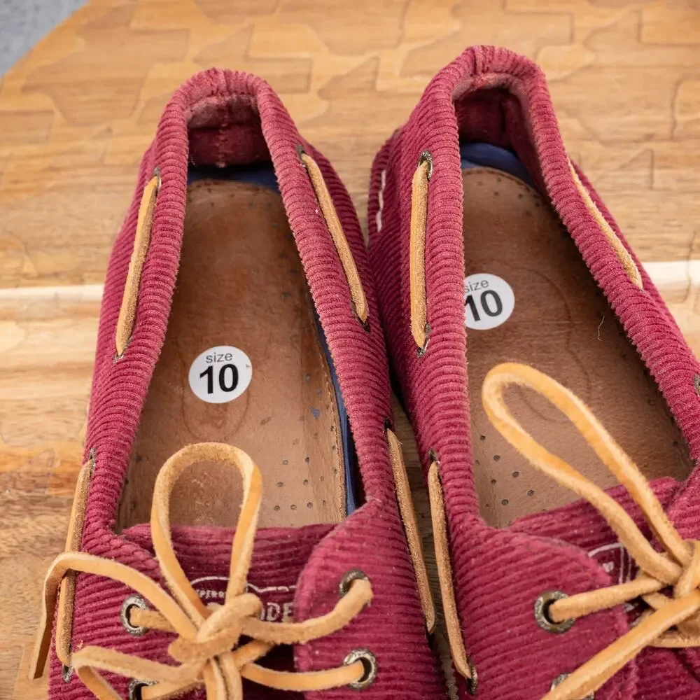 SPERRY Red Maroon Corduroy Boat Shoes‎ Mens Size 10 M